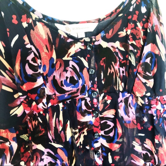 BCBGeneration Tiered Ruffle Floral Halter Dress Sm - Picture 3 of 8